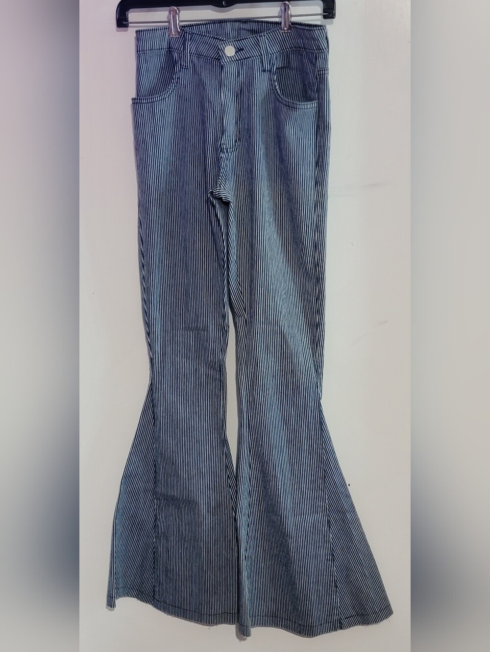 Saints & Hearts Western Boho Blue Striped Super Flare Women’s Jeans